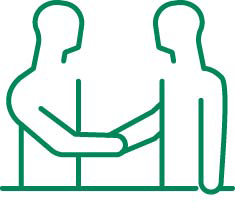 Two figures shaking hands